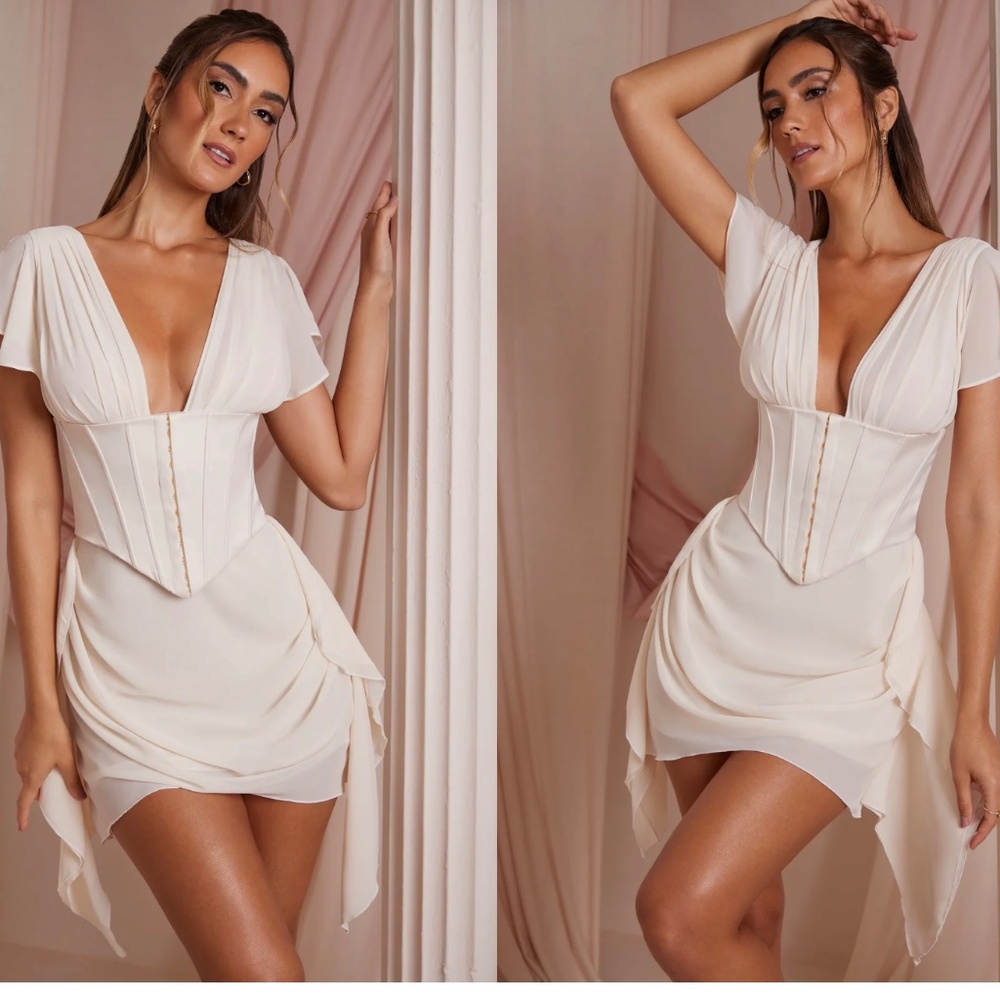 White Draped Corset Dress Oh Polly